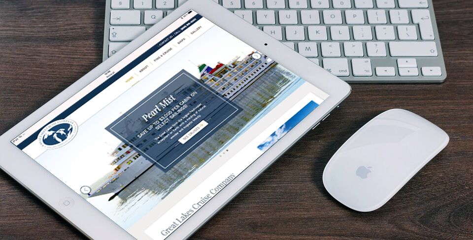 Great Lakes Cruise Company Website on iPad