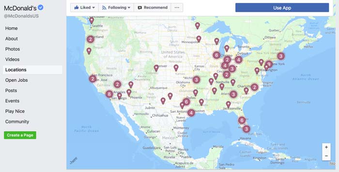 Mcdonald's facebook locations