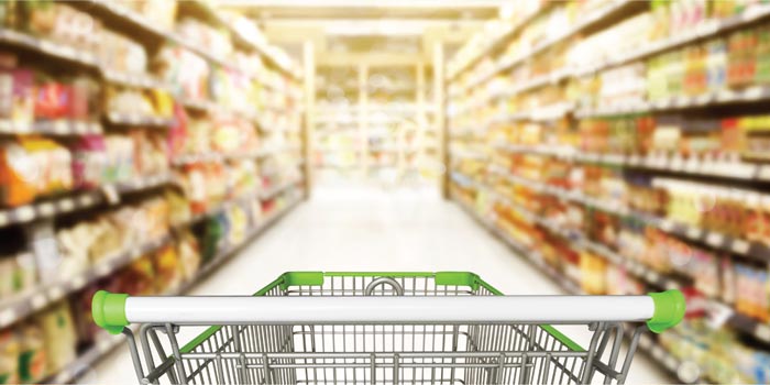 Image of shopping cart in a grocery store
