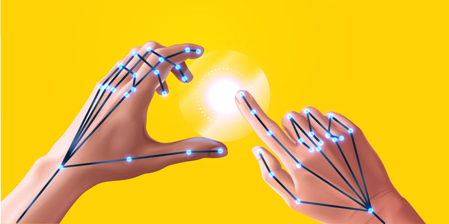 Hands interacting with a touchless interface
