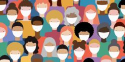 image of cartoon people wearing masks