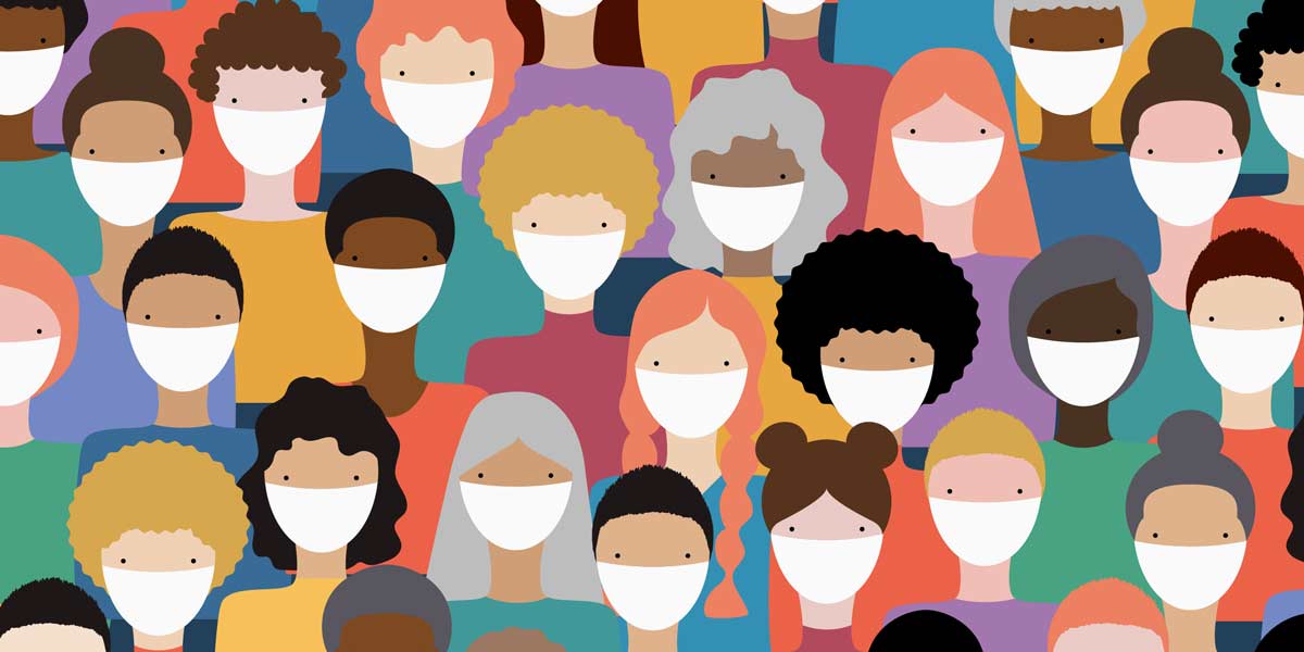 image of cartoon people wearing masks