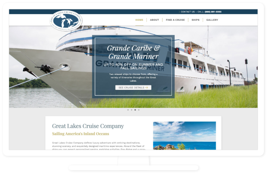 Great Lakes Cruise Company Website Screenshot